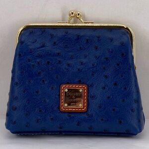 Dooney & Bourke navy blue leather kiss lock coin purse